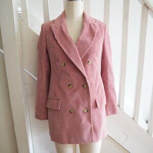 Wilfred by Aritzia Pink Corduroy Double-Breasted Blazer – Size 4